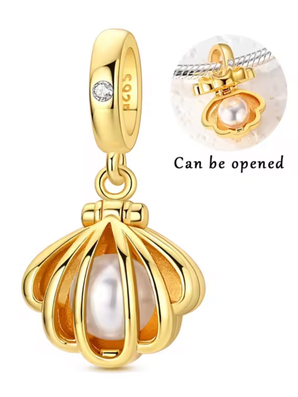 Nordstrom Gold Pearl Cage Pendant Charm